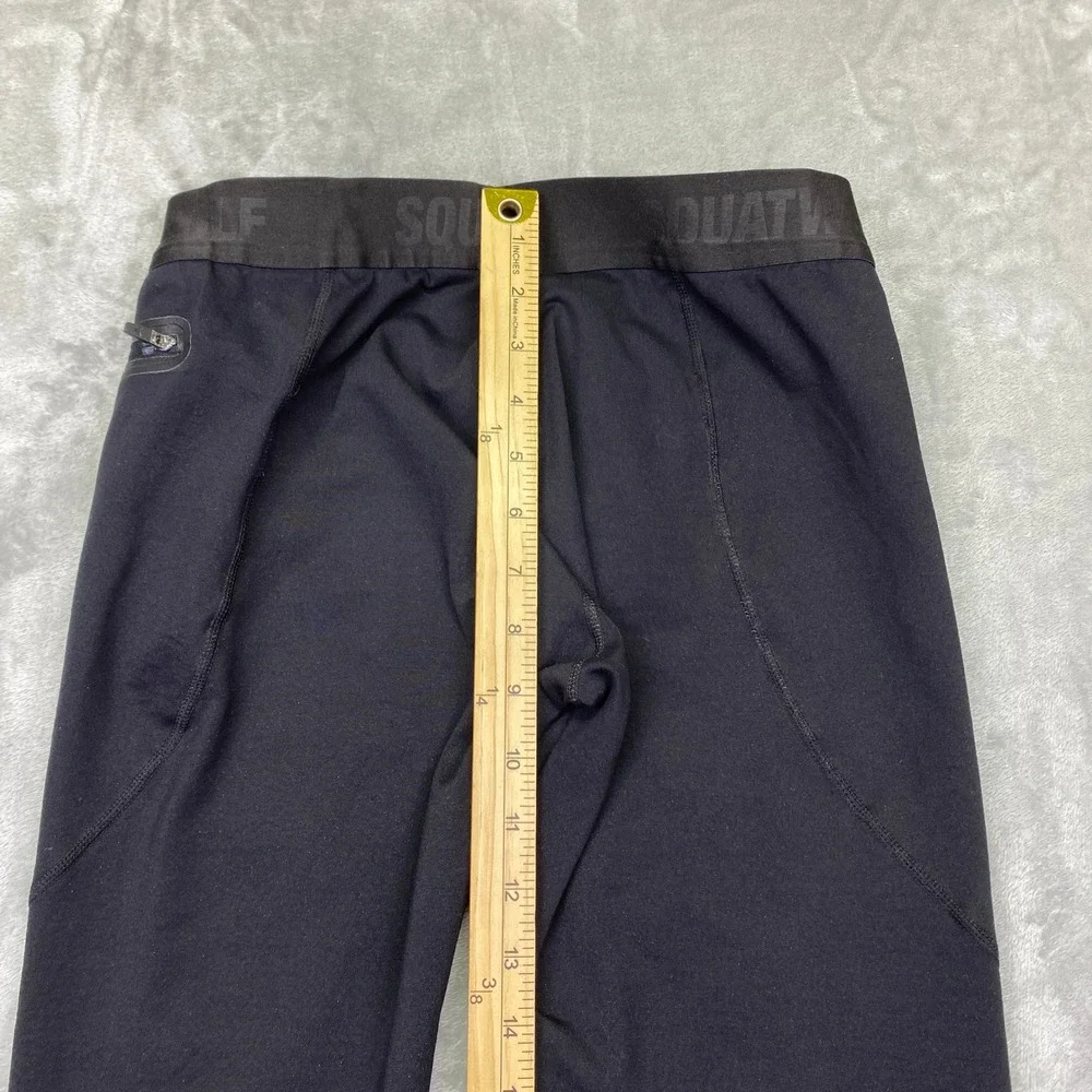 SQUATWOLF Black Athleisure Performance Leggings Logo Print Size M Grunge‎